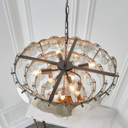 Kimana 9 Light Antique Silver Pendant Ceiling Light