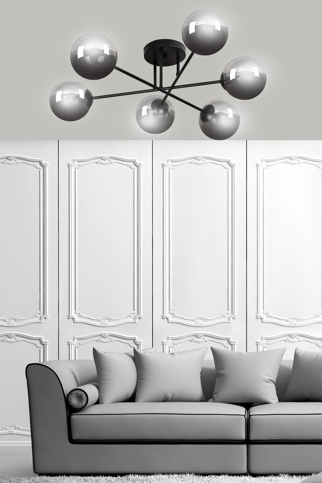 Brendi 6 Light Semi Flush Black & Graphite