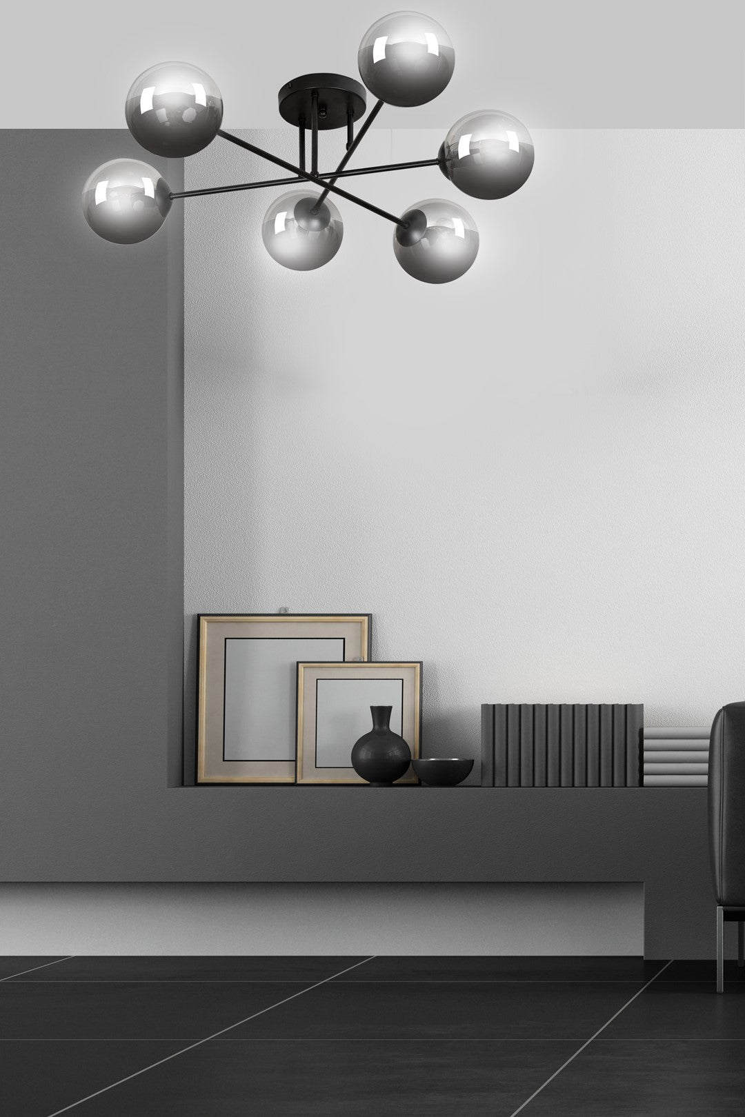 Brendi 6 Light Semi Flush Black & Graphite