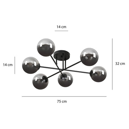 Brendi 6 Light Semi Flush Black & Graphite