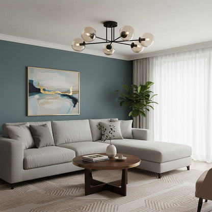 Brendi 6 Light Semi Flush Black & Amber