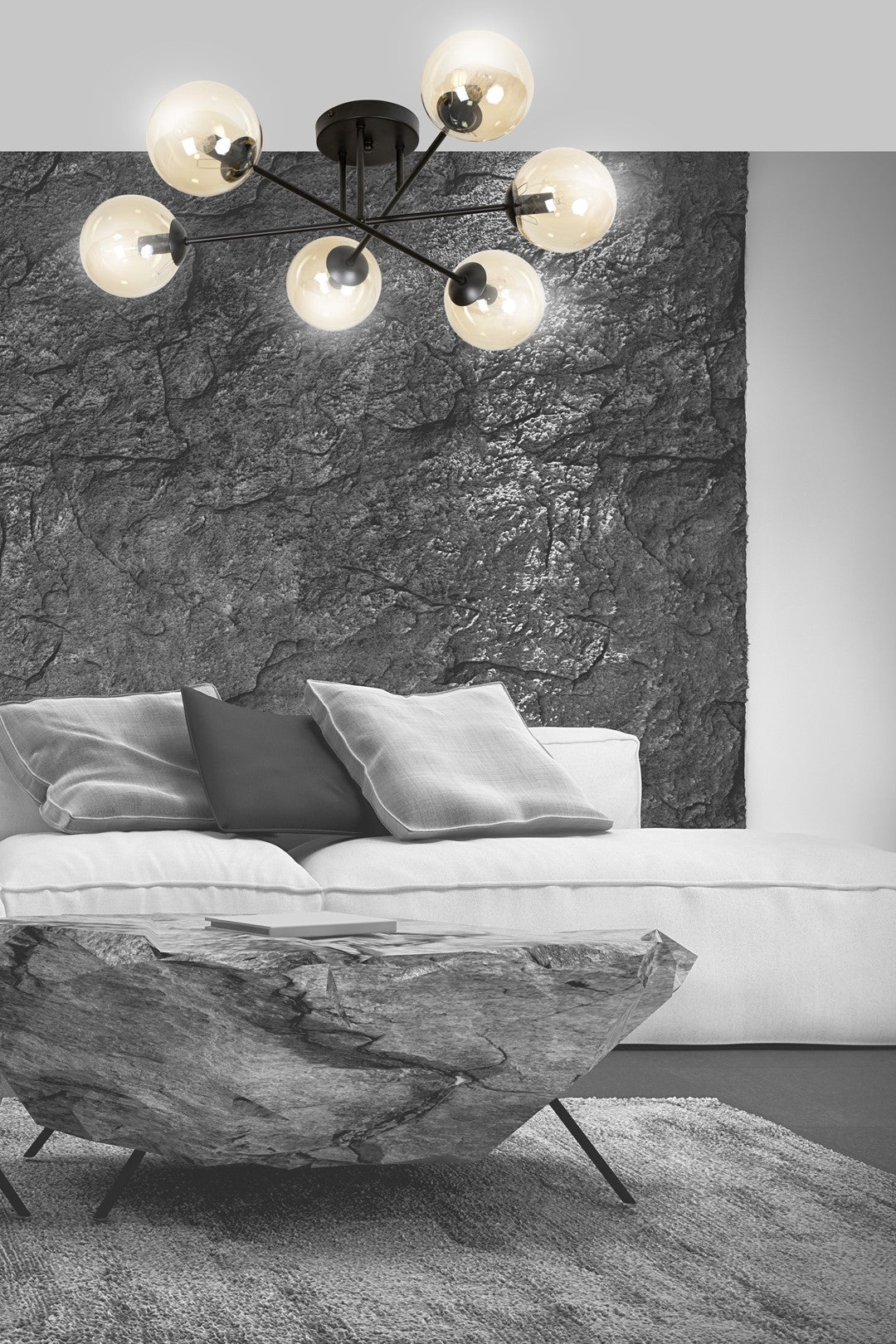 Brendi 6 Light Semi Flush Black & Amber