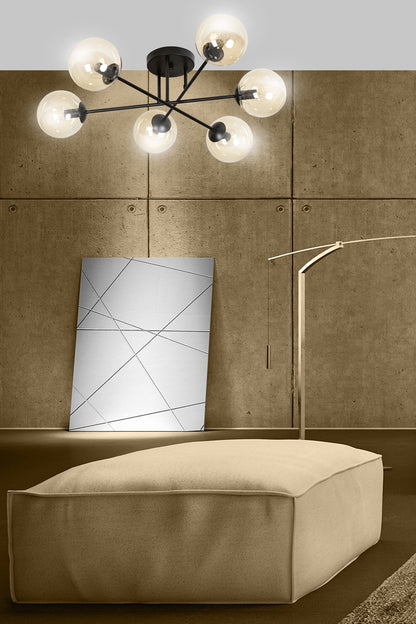 Brendi 6 Light Semi Flush Black & Amber