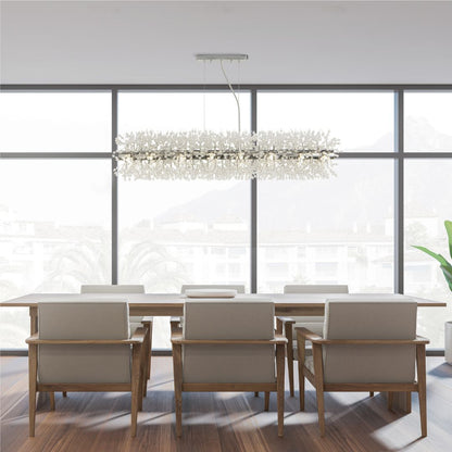 Sunburst 16 Light Polished Chrome and Glass Bar Pendant Light