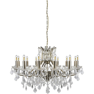 Paris 12 Light Antique Brass & Crystal Chandelier Ceiling Light