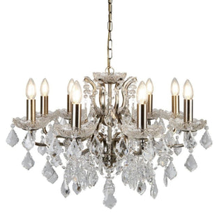 Paris 8 Light Antique Brass Crystal Chandelier Ceiling Light
