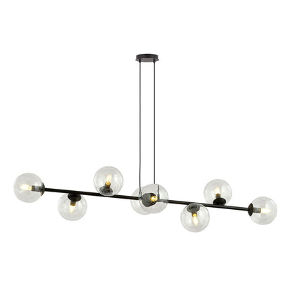 Rossi 8 Light Pendant Black & Clear