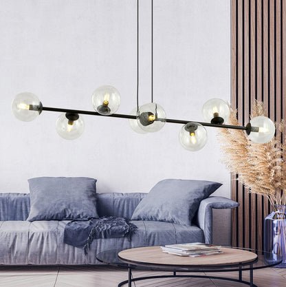 Rossi 8 Light Pendant Black & Clear