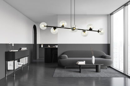Rossi 8 Light Pendant Black & Clear