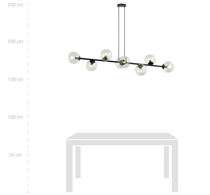 Rossi 8 Light Pendant Black & Clear