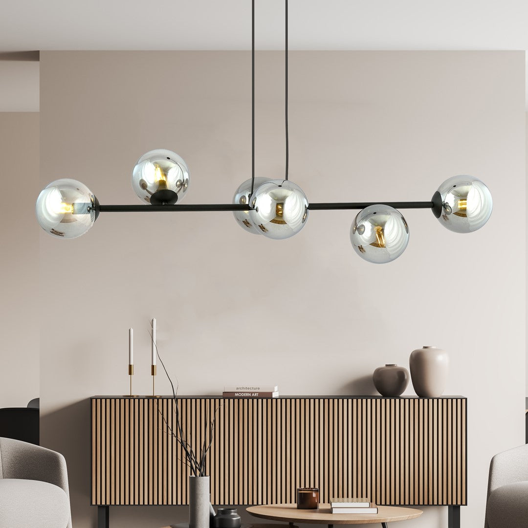 Rossi 6 Light Pendant Black & Graphite