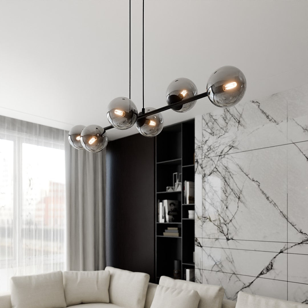 Rossi 6 Light Pendant Black & Graphite