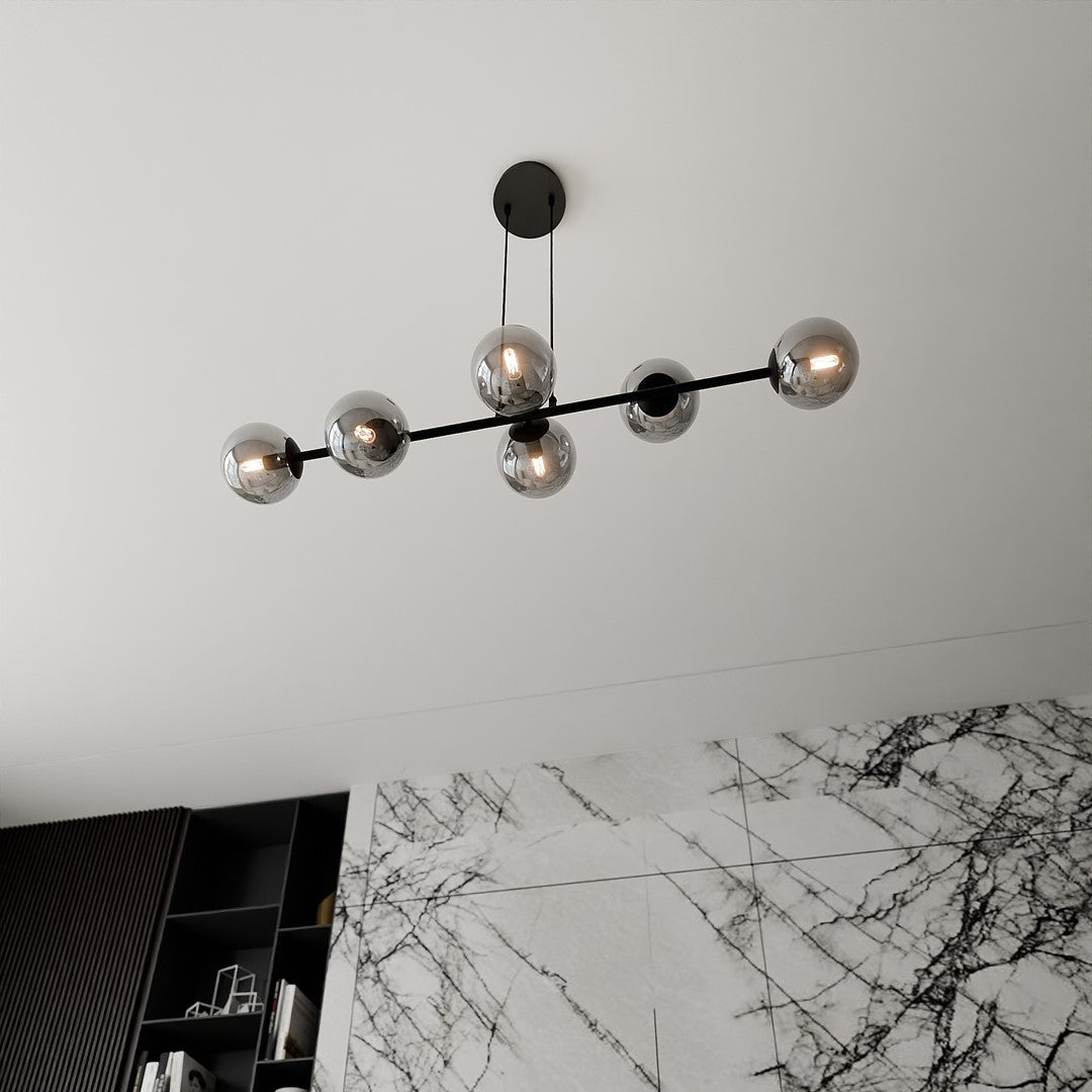Rossi 6 Light Pendant Black & Graphite
