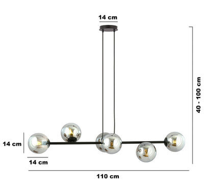 Rossi 6 Light Pendant Black & Graphite