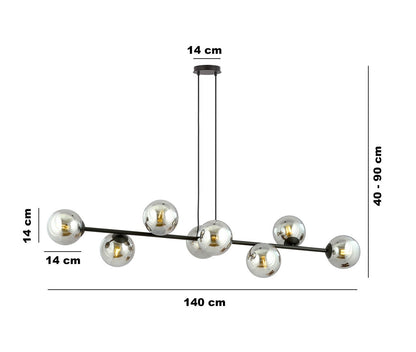 Rossi 8 Light Pendant Black & Graphite