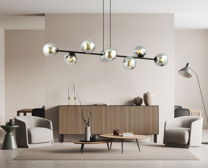 Rossi 8 Light Pendant Black & Graphite