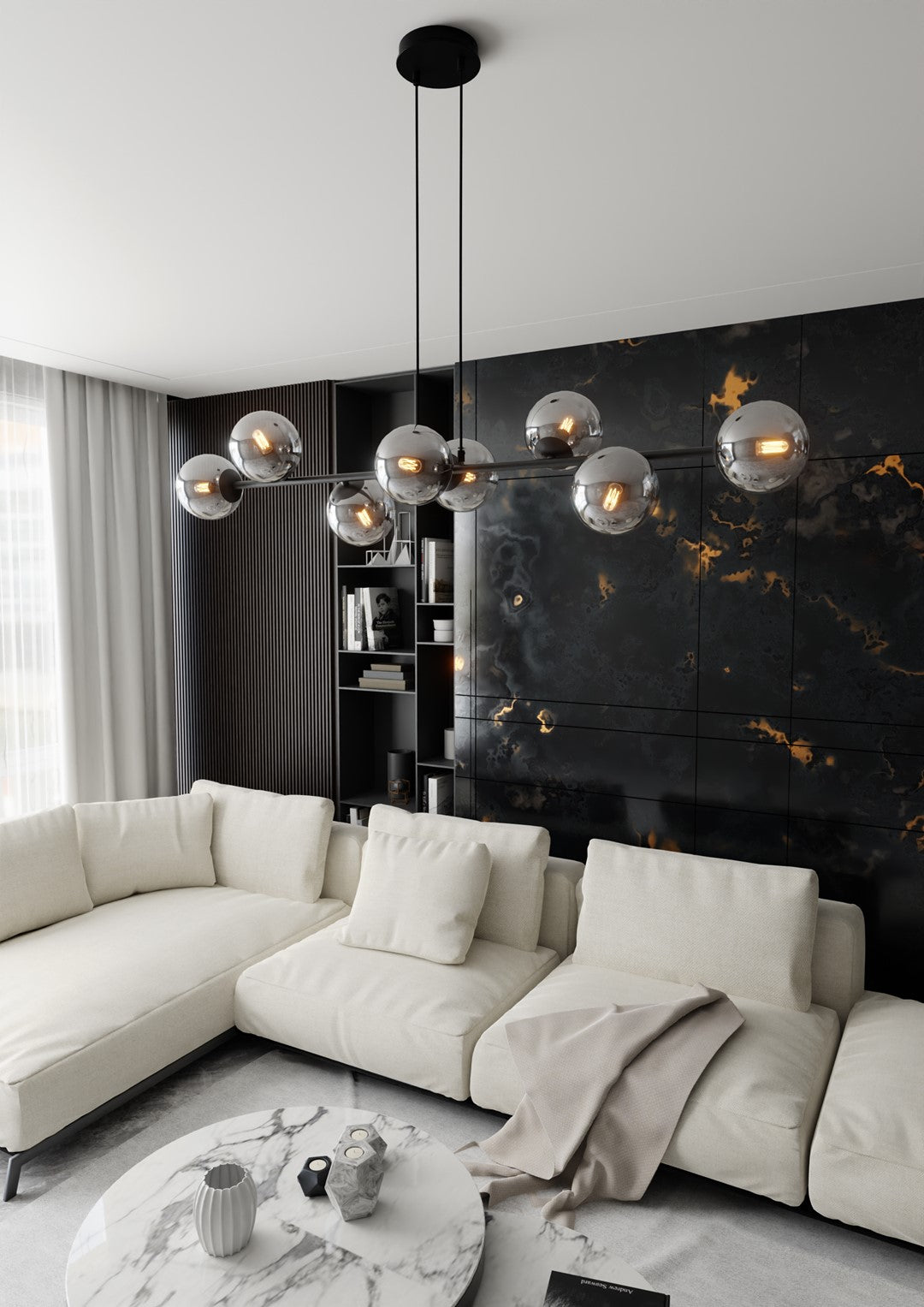 Rossi 8 Light Pendant Black & Graphite