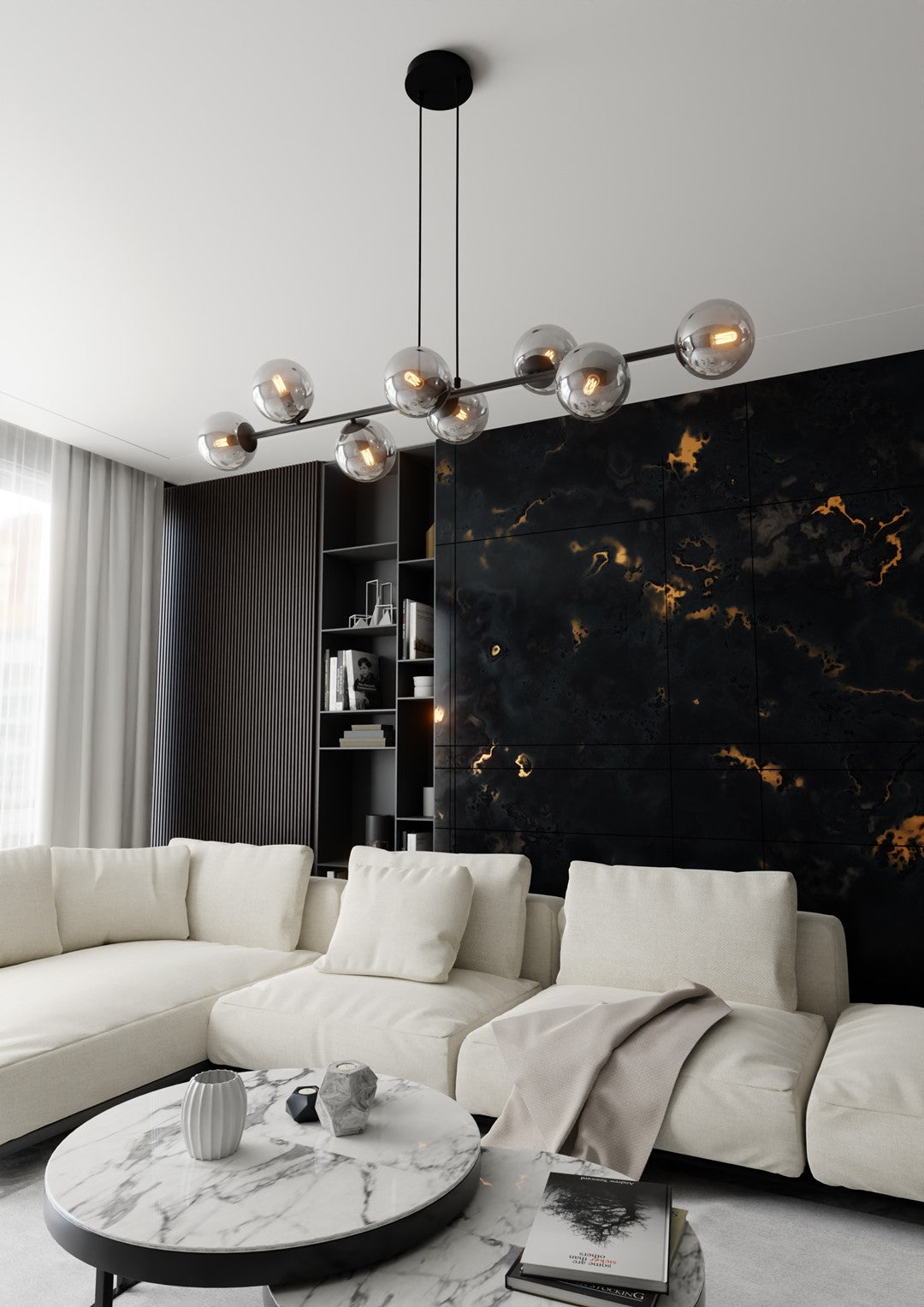 Rossi 8 Light Pendant Black & Graphite