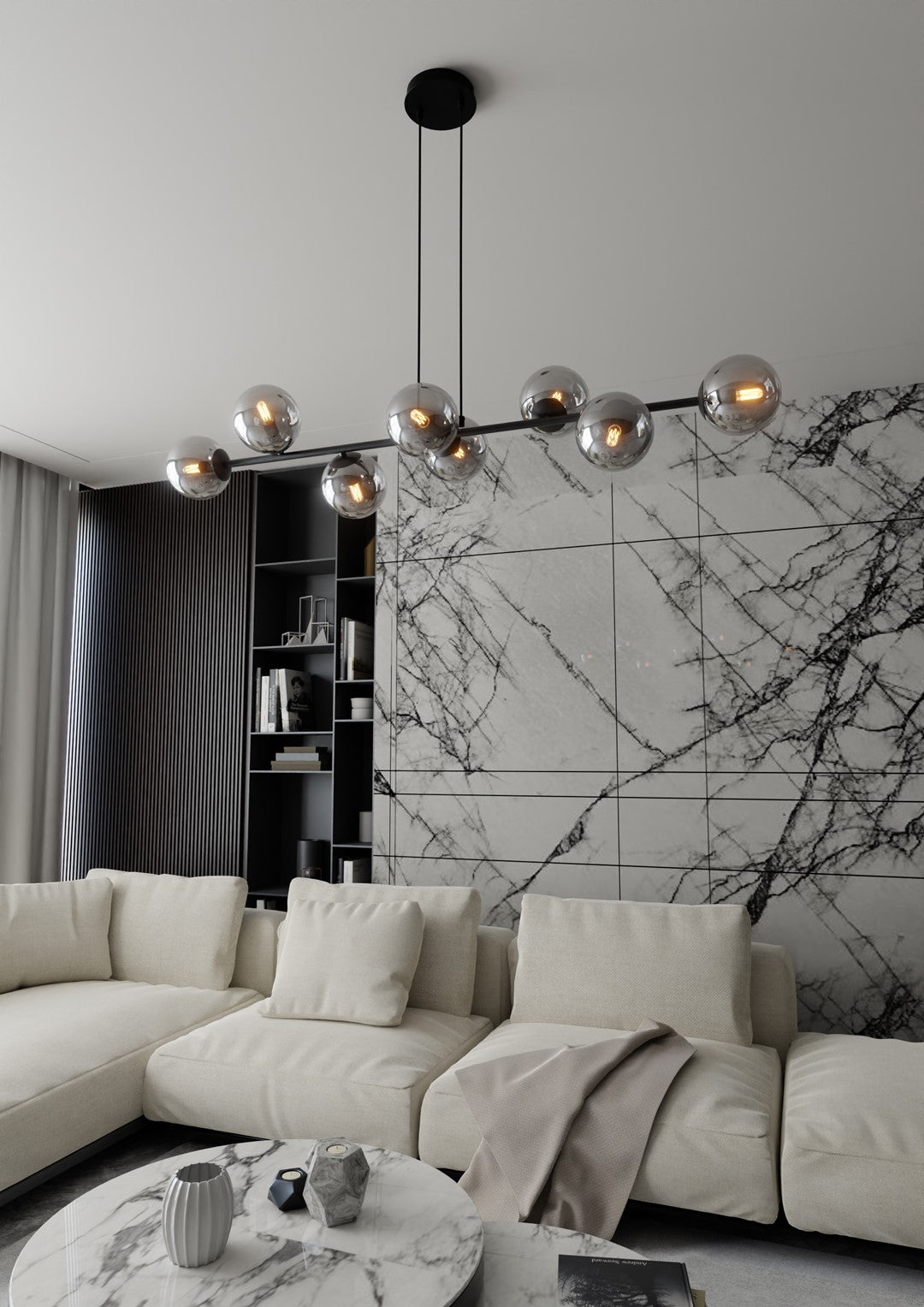 Rossi 8 Light Pendant Black & Graphite