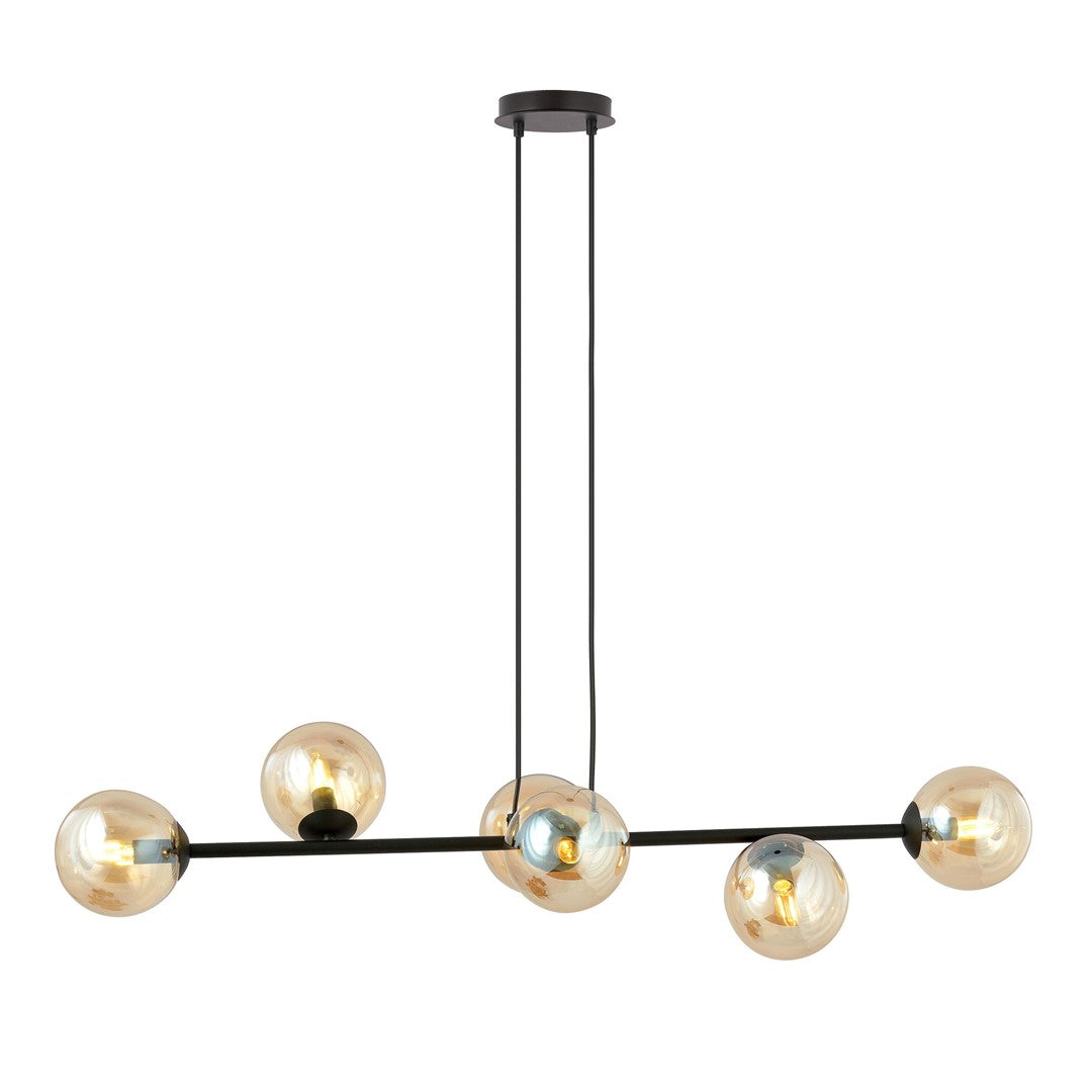 Rossi 6 Light Pendant Black & Amber