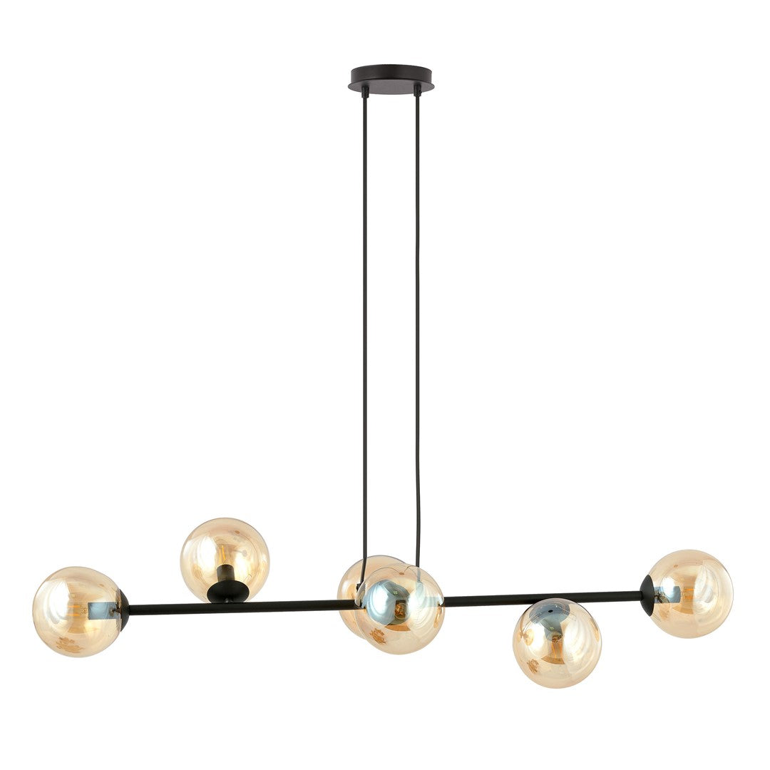 Rossi 6 Light Pendant Black & Amber