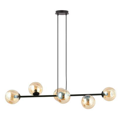 Rossi 6 Light Pendant Black & Amber