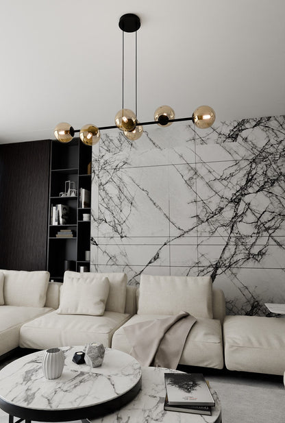 Rossi 6 Light Pendant Black & Amber