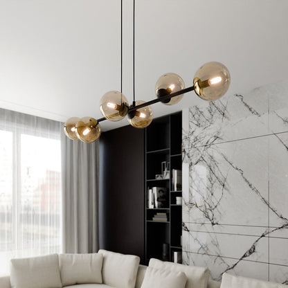 Rossi 6 Light Pendant Black & Amber