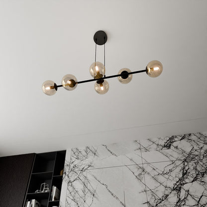 Rossi 6 Light Pendant Black & Amber