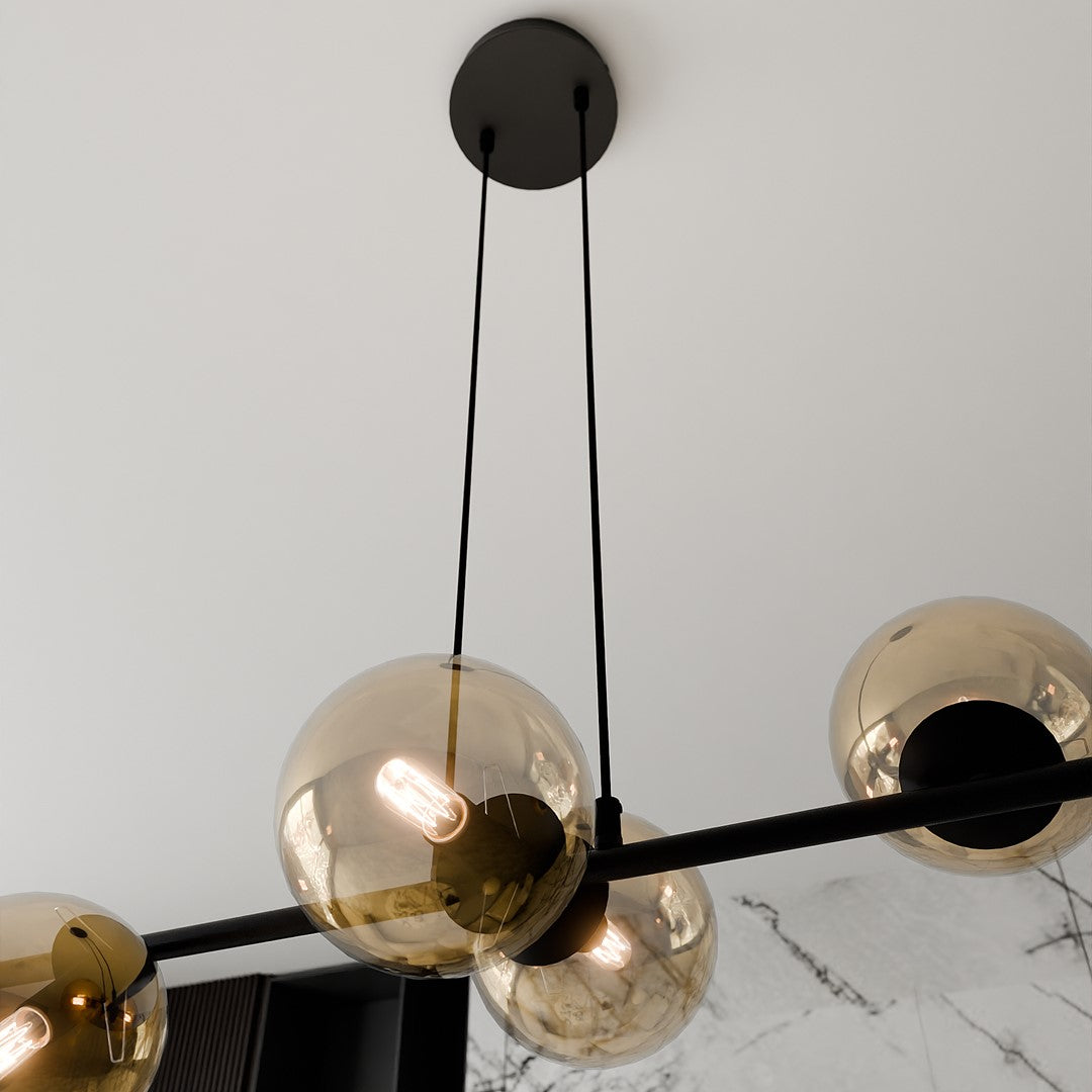 Rossi 6 Light Pendant Black & Amber
