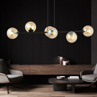 Rossi 6 Light Pendant Black & Amber