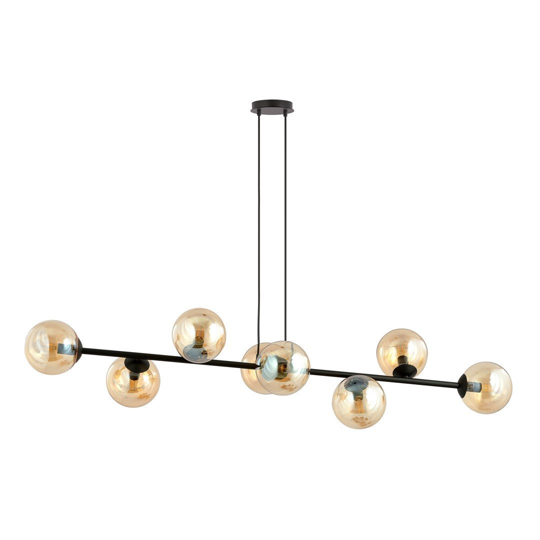 Rossi 8 Light Pendant Black & Amber
