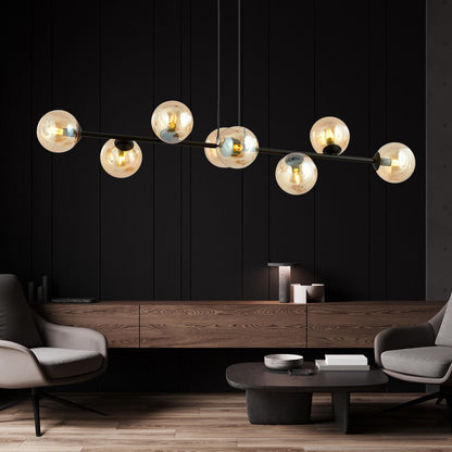 Rossi 8 Light Pendant Black & Amber