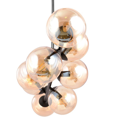 Rossi 8 Light Pendant Black & Amber