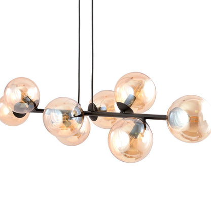 Rossi 8 Light Pendant Black & Amber