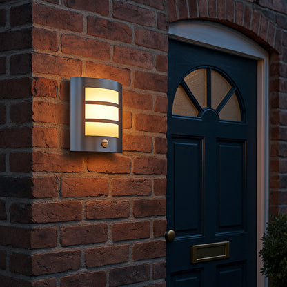 City Silver Outdoor Wall Light with Sensor