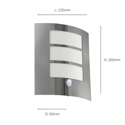 City Silver Outdoor Wall Light with Sensor