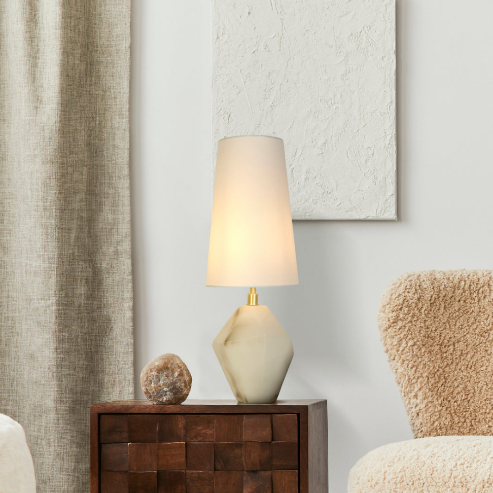 Apex Satin Brass & White Table Lamp