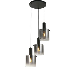 Sweden 3 Light Black & Smoked Glass Pendant Ceiling Light