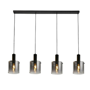 Sweden 4 Light Black & Smoked Glass Pendant Bar