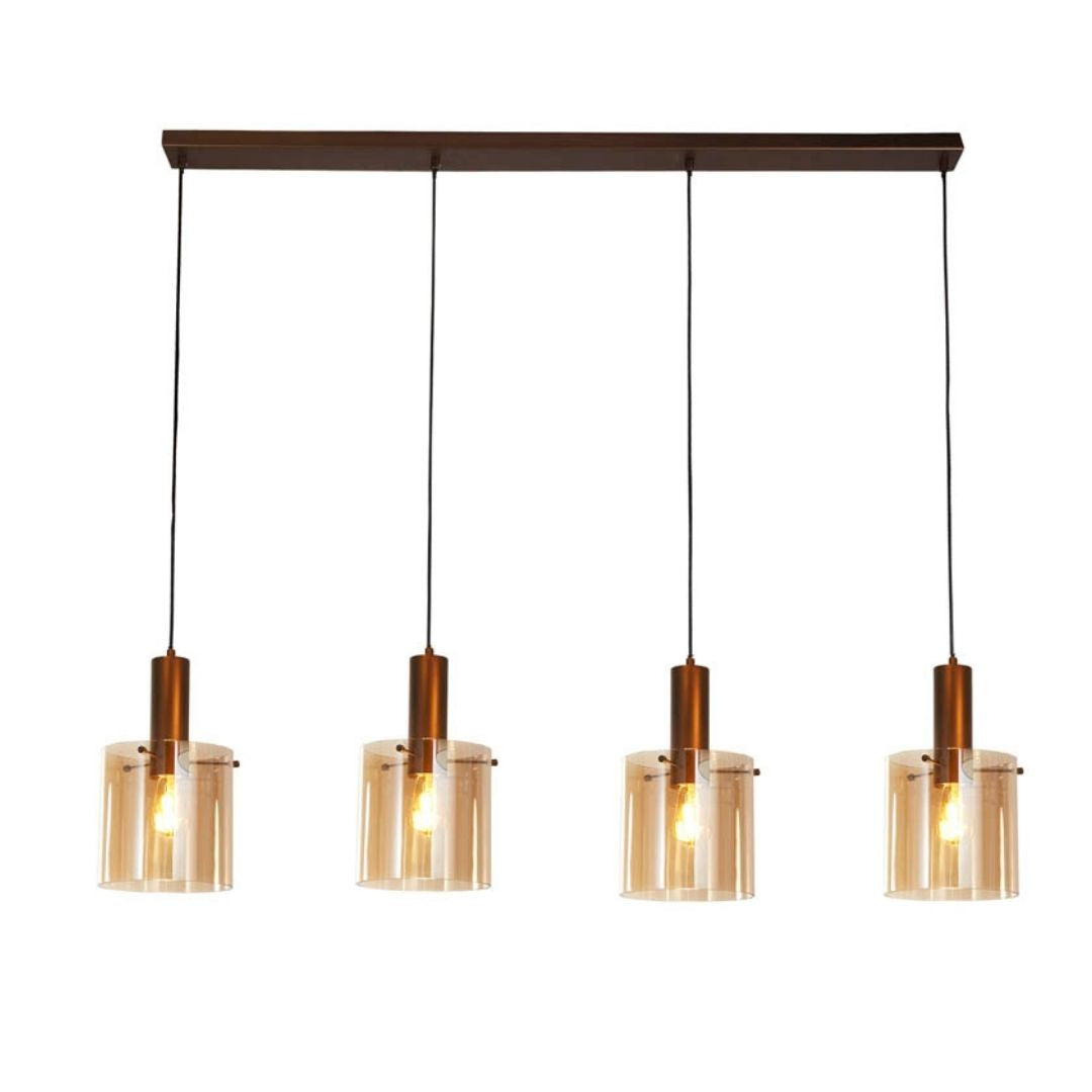 Sweden 4 Light Brown & Amber Glass Pendant Bar