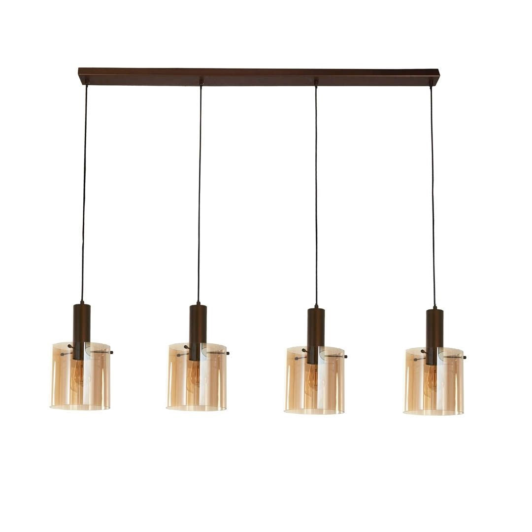 Sweden 4 Light Brown & Amber Glass Pendant Bar