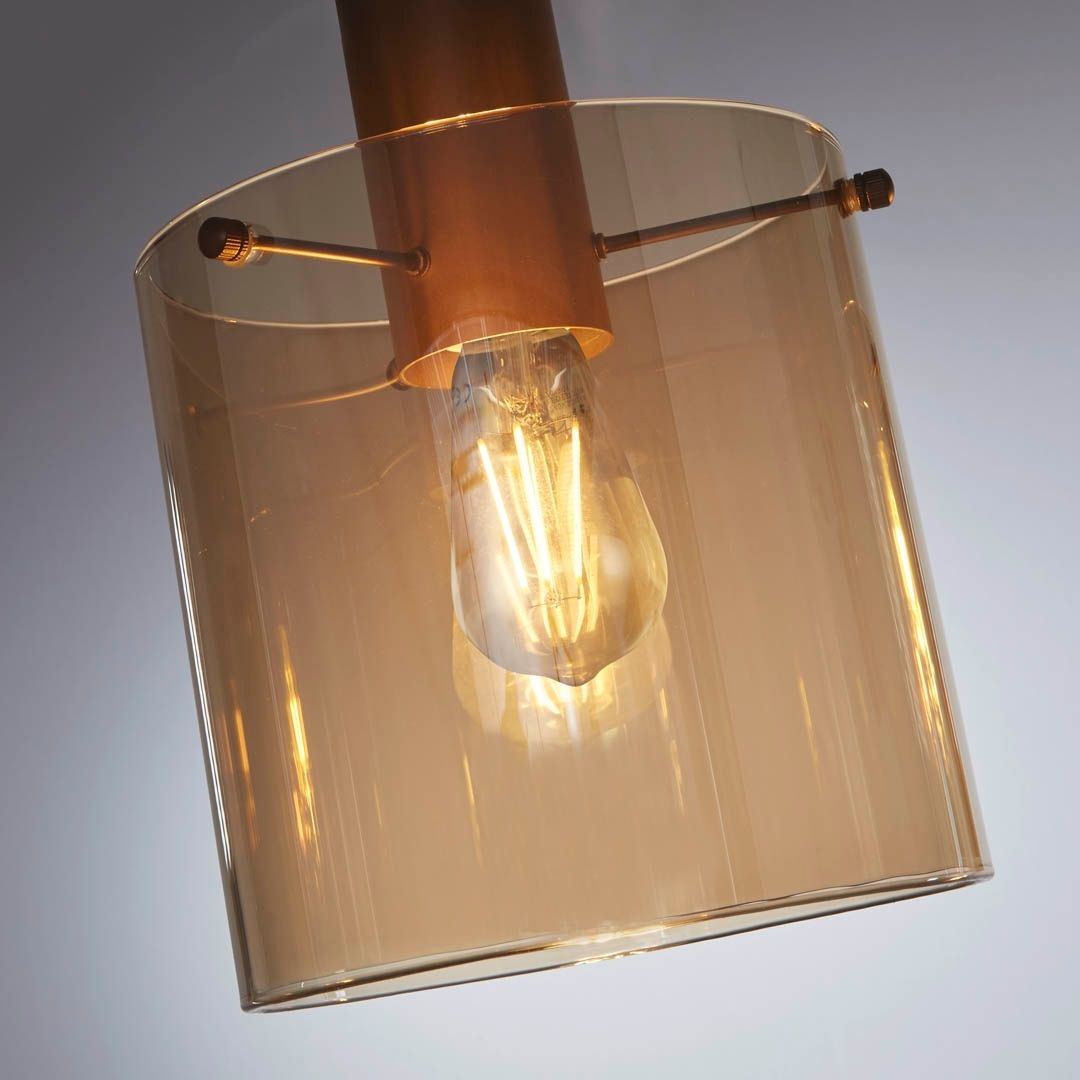Sweden 4 Light Brown & Amber Glass Pendant Bar