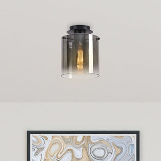 Sweden 1 Light Black & Smoked Glass Flush Ceiling Light