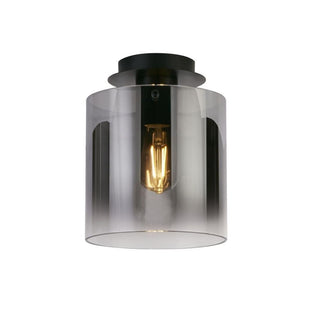 Sweden 1 Light Black & Smoked Glass Flush Ceiling Light
