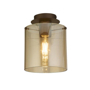 Sweden 1 Light Brown & Amber Glass Flush Ceiling Light