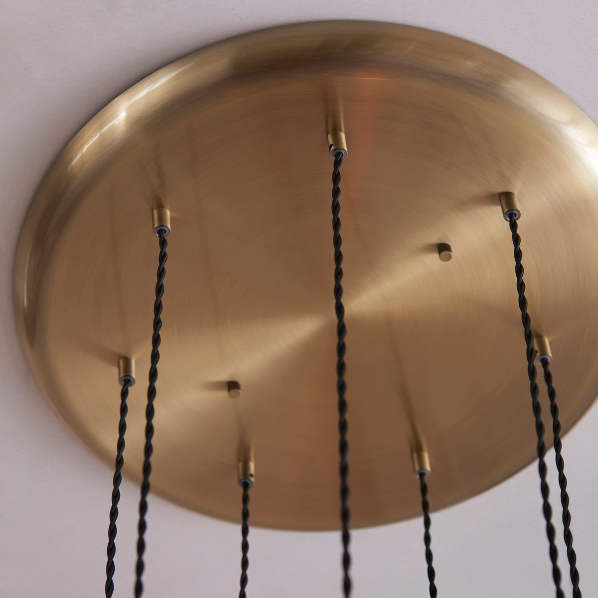 Stourton 7 Light Antique Brass & Ribbed Glass Cascade Pendant Light