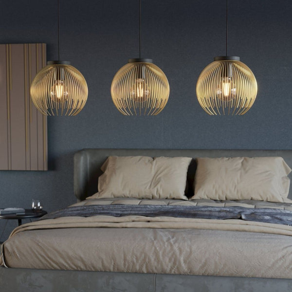 Venezuela 3 Light Black & Gold Ceiling Pendant Bar