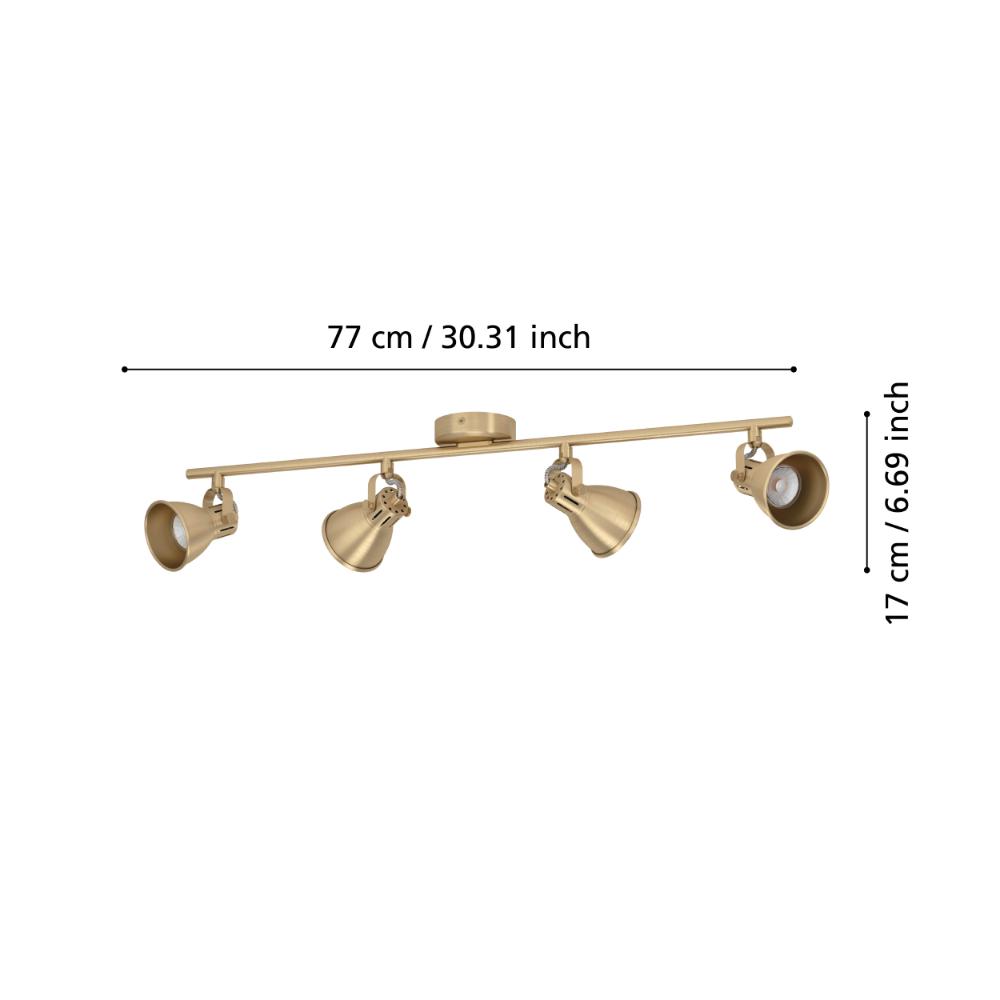 Seras 4-Light Antique Gold Spotlight Bar