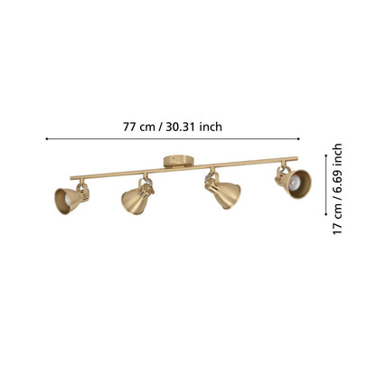 Seras 4-Light Antique Gold Spotlight Bar